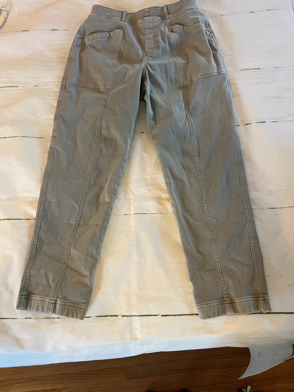 SPANX Stretch Twill Utility Pants Sage Green Pull-On Large